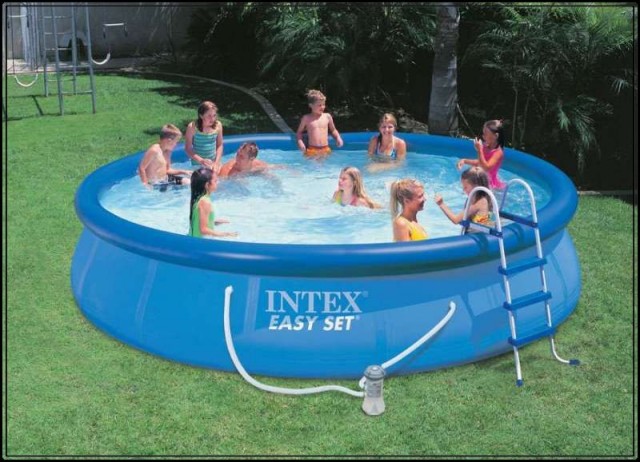 Надувной бассейн Intex 56414, (насос фильтр 3028 л/ч, скиммер, комплект для чистки бассейна, подложка, лестница),  размер 457 х 91 см